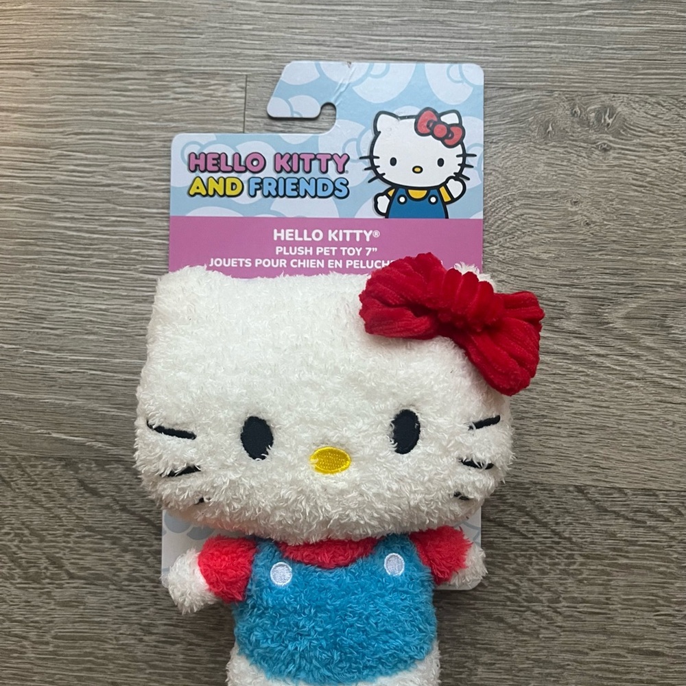 Hello Kitty Plush with Red Bow and Blue Outfit